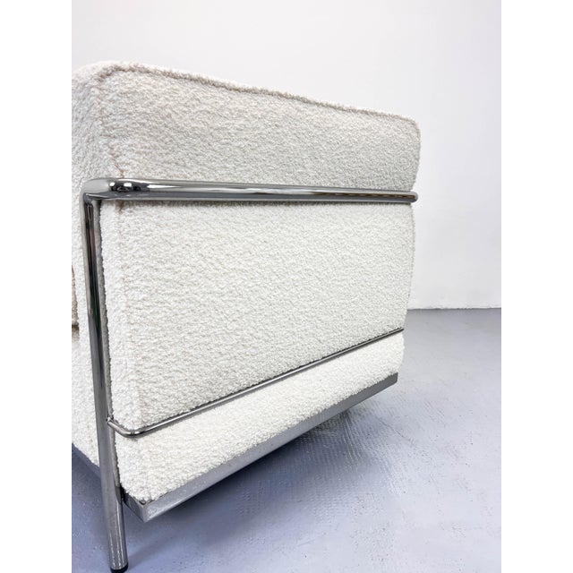 LC2 Chair in Bouclé by Le Corbusier and Charlotte Perriand for Cassina For Sale - Image 5 of 9