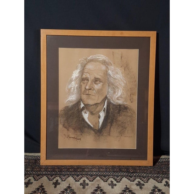 Wood V. D. Henneveld, Portrait of Leo Ferre, 1950s, Pastel & Charcoal on Paper, Framed For Sale - Image 7 of 7