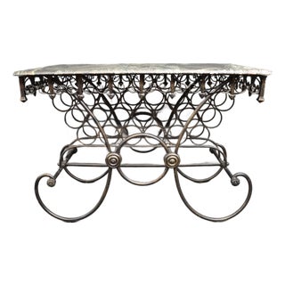 French Style Wrought Iron Pastry Table With Quartzite Top For Sale