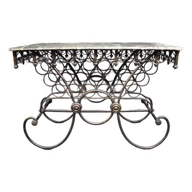 French Style Wrought Iron Pastry Table With Quartzite Top For Sale
