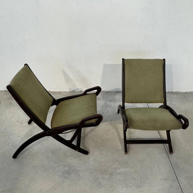 Forest Green Vintage Ninfea Folding Armchairs by Gio Ponti for Fratelli Reguitti, 1950s, Set of 2 For Sale - Image 8 of 8