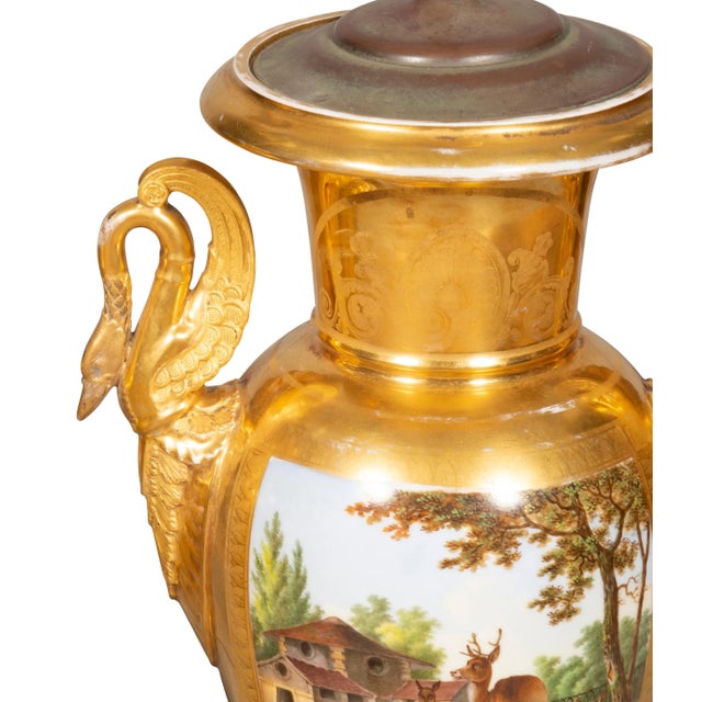 Metal Large Vieux Paris Porcelain Table Lamps - a Pair For Sale - Image 7 of 12