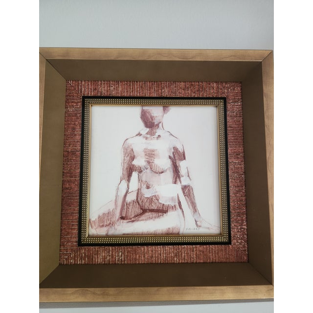 Made with markers and paint. Framed In a taupe textured frame with a brass accent. Brand new and never used. They measure...