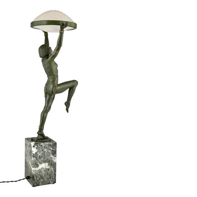 Glass Art Deco Lamp with Dancer by Max Le Verrier, 1930s For Sale - Image 7 of 12