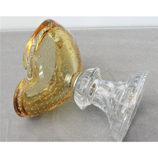 1960s Vintage Gold Murano Blown Glass Bowl on Pedestal Base For Sale - Image 5 of 6