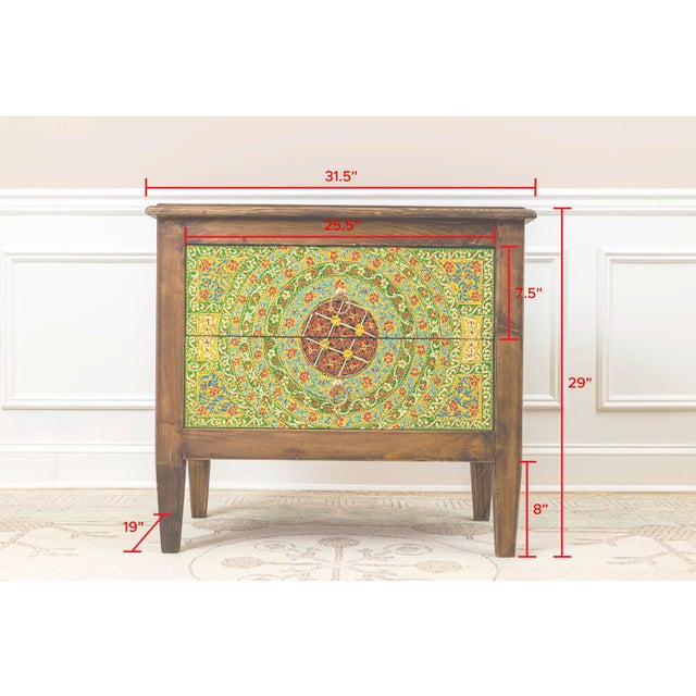 Bohemian Solid Wood Nightstand For Sale - Image 10 of 10