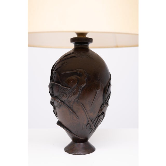 Metal Antique Japanese Bronze Lamp, 1900 For Sale - Image 7 of 8