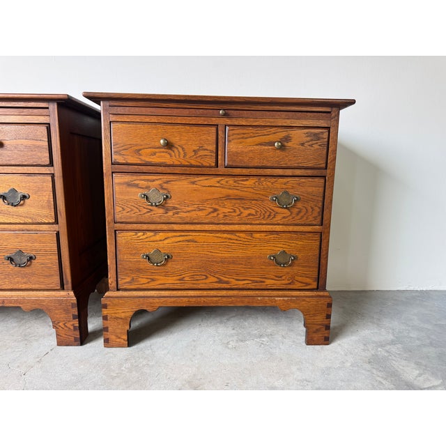 Wood Pair of Drexel Studio Wooden Nightstands With Four Drawers & Pull-Out Tray For Sale - Image 7 of 18