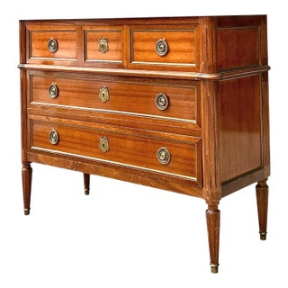 Vintage Louis XVI Neoclassical Style Wood and Marble Dresser For Sale