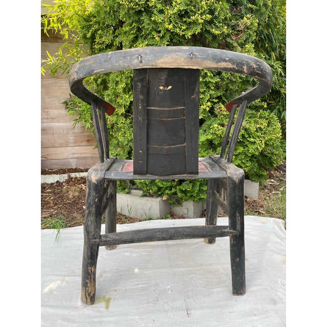 Late 19th-Early 20th Century Chinese Horseshoe Back Armchair For Sale - Image 4 of 12