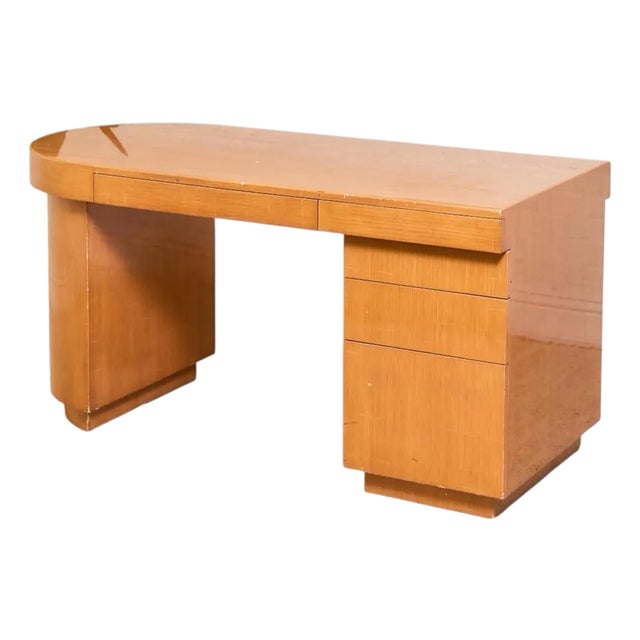 Early 20th Century Art Deco Italian Maple Desk For Sale