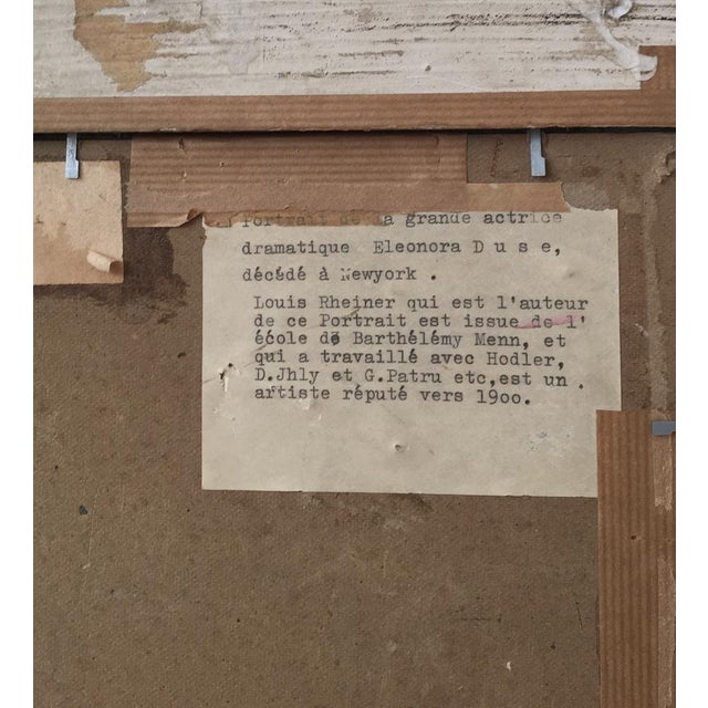 Louis Rheiner, Louis Rheiner, Portrait of Actress Eleonora Duse, Pastel on Paper, Framed, 1890s, Pastel & Paper For Sale - Image 11 of 14