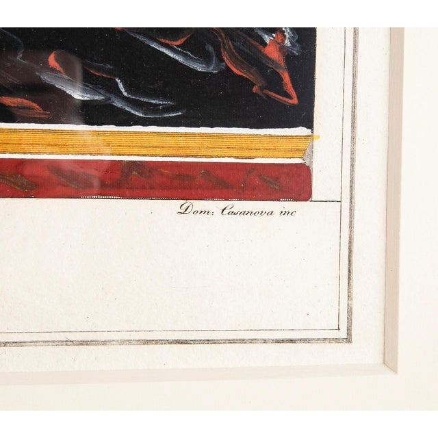 Red 18th Century Italian Hand Colored Engraving of Frescoes Excavated at Pompeii For Sale - Image 8 of 8