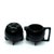 This vintage 1980s Bauhaus Revival sugar bowl and creamer set by Cowan Pottery features a sleek black lidded design with...