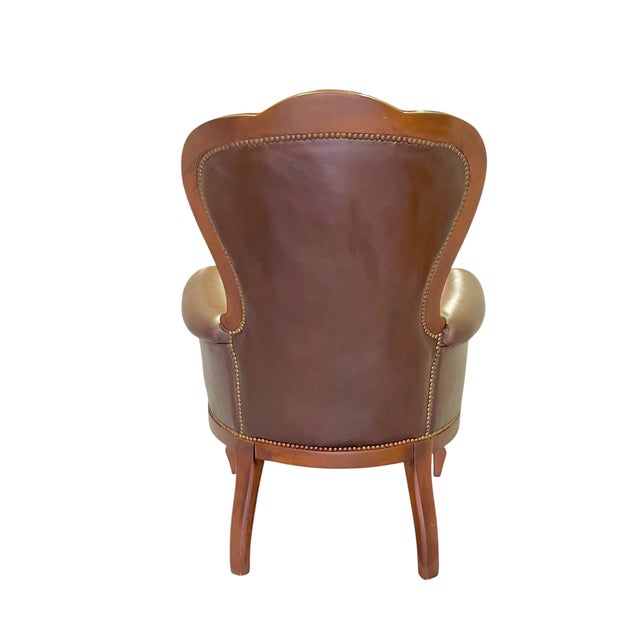 Cabin Vintage Ralph Lauren–Style Leather Club Chair With Nailhead Trim For Sale - Image 3 of 18