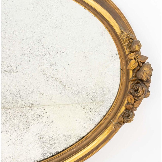 Early 20th Century Early 20th Century Gilded Age Gilt Composition Oval Beveled Mirror For Sale - Image 5 of 6
