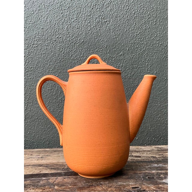 Vintage Original Orange Studio Pottery Coffee Pot For Sale In West Palm - Image 6 of 12