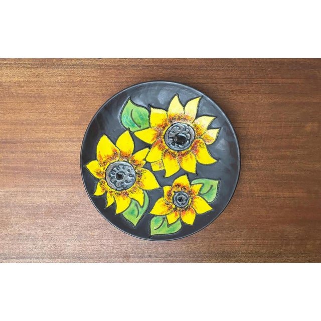 Mid-Century German Studio Pottery Wall Plate with Sunflower Design from Ruscha, 1960s For Sale - Image 9 of 18