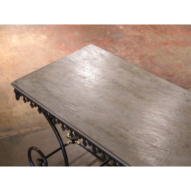 French Early 20th Century French Iron Pastry Table With Slate Top and Bronze Mounts For Sale - Image 3 of 9