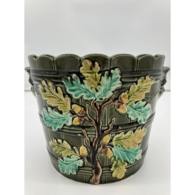 Early 20th Century Art Nouveau Vase Cache Pot Barbotine Ceramic Gustave De Bruyn Lille For Sale In New York - Image 6 of 14