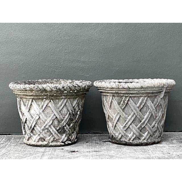 Vintage Cast Concrete Trellis Planters - A Pair For Sale In West Palm - Image 6 of 12