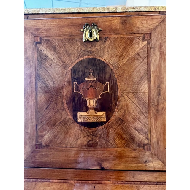 Wood 19th Century French Drop-Front Marquetry Oak Secretary Desk or Abattant For Sale - Image 7 of 10