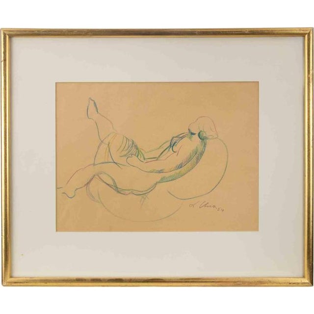 1980s Sandro Chia, Reclined Nude Pastel Drawing, 1984, Pastel, Framed For Sale - Image 5 of 5