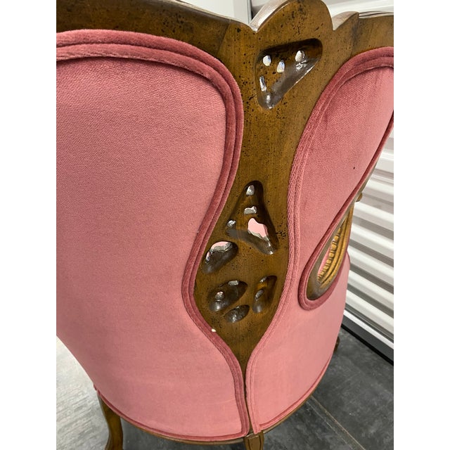 Victorian Style Rose Pink Wingback Chair For Sale - Image 10 of 12