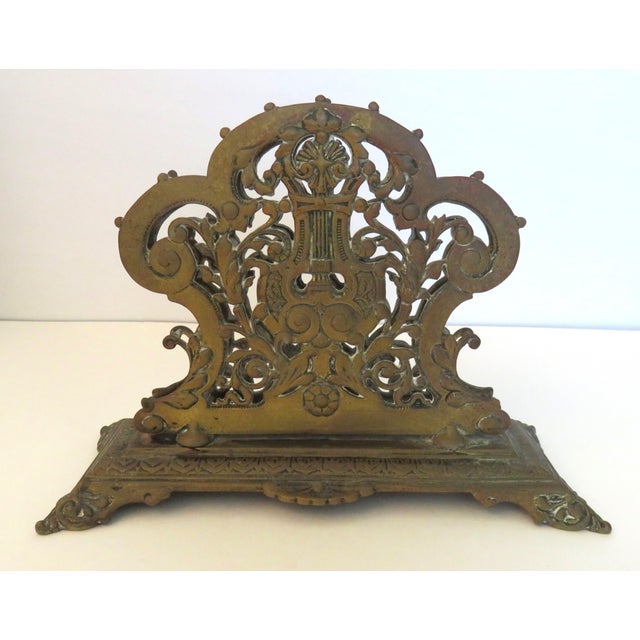 Antique English Brass Letter Holder Edwardian Art Nouveau For Sale - Image 4 of 12