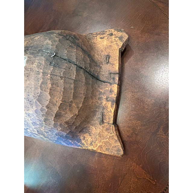 40-Inch Antique Mid-19th Century European Primitive Hand-Hewn Beech Wood Dough Bowl For Sale - Image 9 of 17