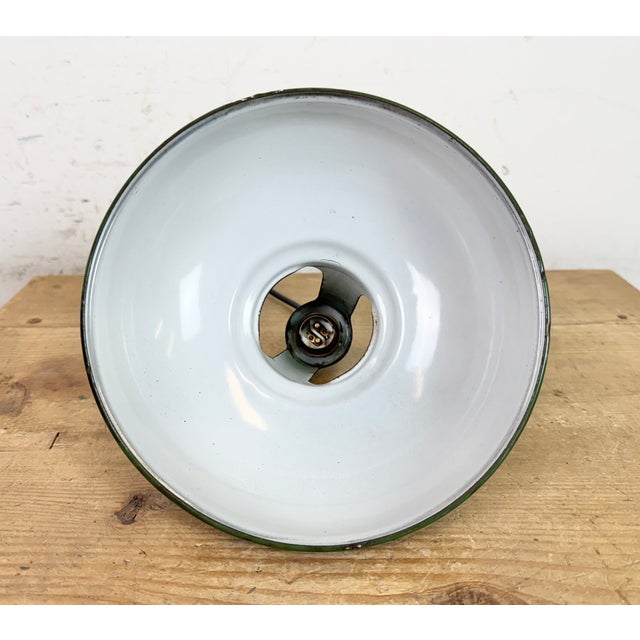 Industrial Green Enamel Factory Pendant Lamp from Coolicon, 1950s For Sale - Image 14 of 18