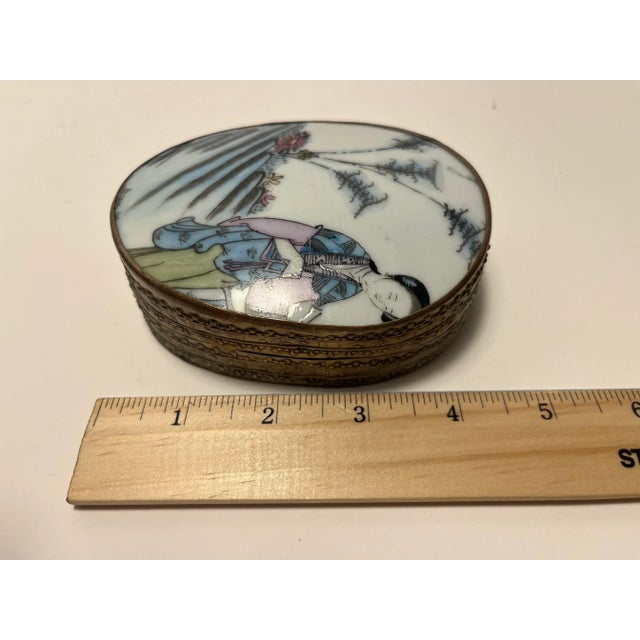 MURANO OPALINE FERRO ハイエナメル ハンドペイント 宝石箱 Lot - Fratelli Ferro green Opaline Murano art glass dresser