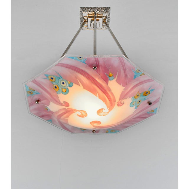 Art Deco French Art Deco Pendant Light by Loys Lucha 1930 France For Sale - Image 3 of 14