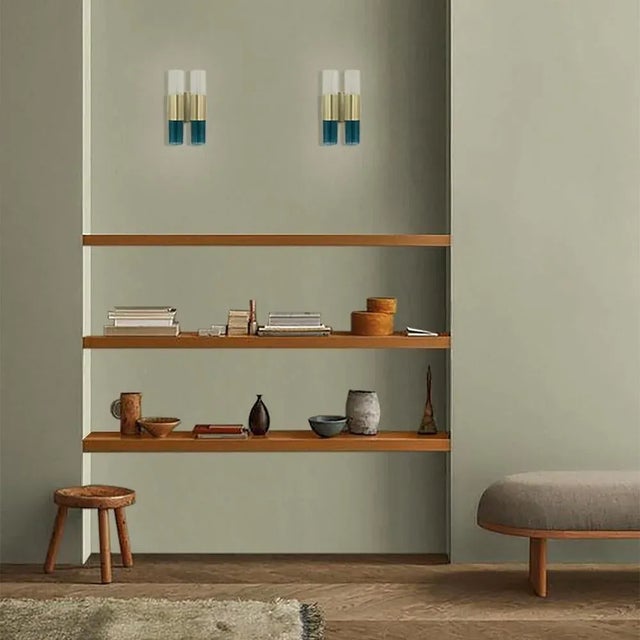 Sbarlusc wall lamp double by luce tu dimensions: ø 13 x w 45 h 27.5 cm materials: brass and glass cutting-edge technology...