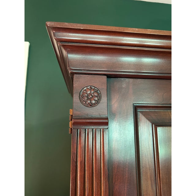 Statton Furniture Statton TruType Americana Mid-Century Solid Cherry Queen Anne Style Highboy Armoire For Sale - Image 4 of 11