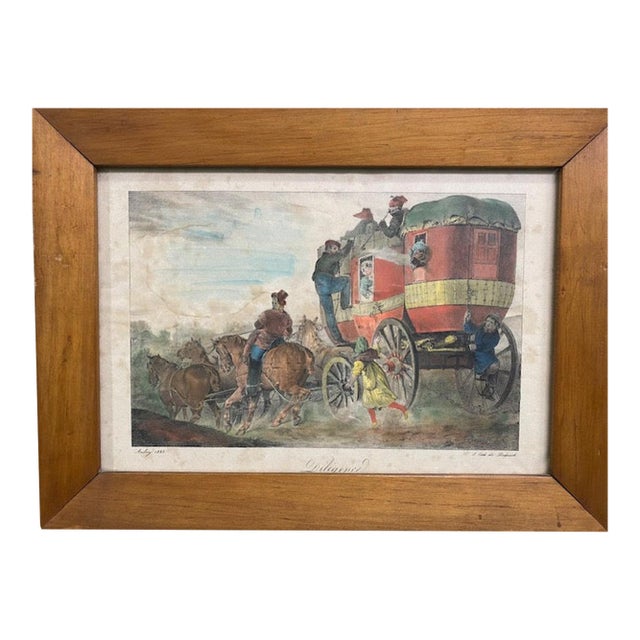 Early 19th Century Set of Four French Horse Carriage Lithographs For Sale