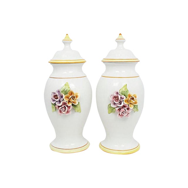Mid-Century Italian Porcelain Ginger Jars - a Pair For Sale