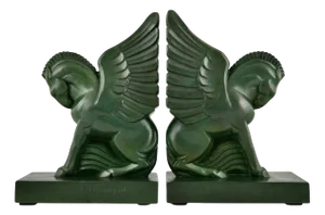 Art Deco Pegasus Bookends by G. H. Laurent, France, 1930s, Set of 2
