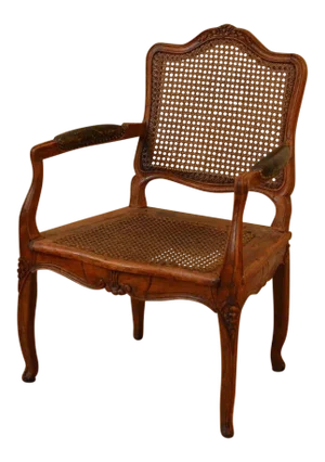 1760s Vintage Caned Louis XV Period Walnut Armchair