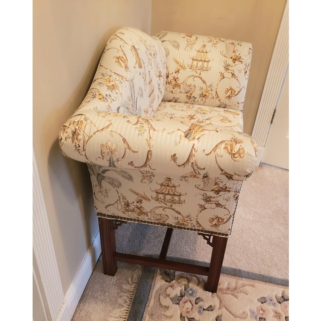 Custom Made Cox Manufacturing Asian-Inspired Settee For Sale - Image 9 of 13