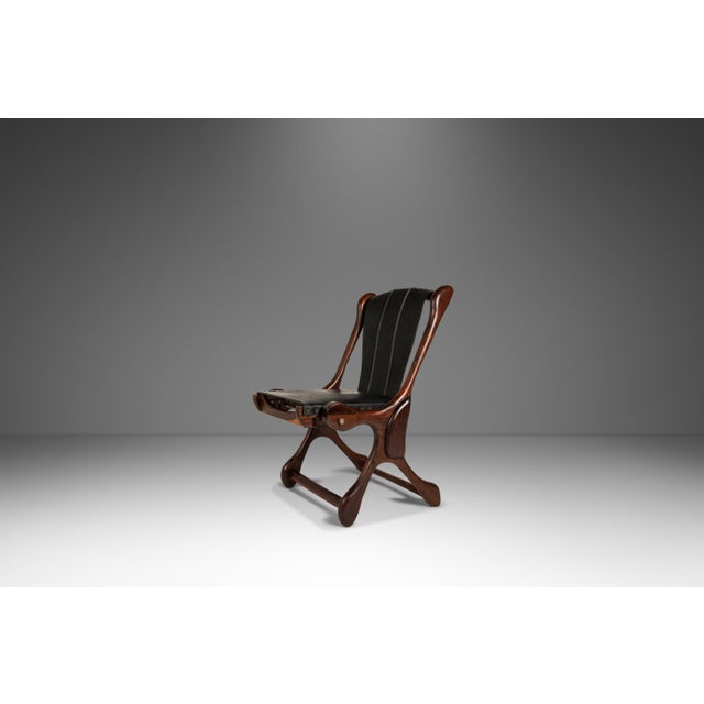 1960s Rare Restored Mid-Century Modern "Sloucher" Sling Chair in Rosewood & Leather Attributed to Don S. Shoemaker for Señal Furniture, C. 1960s For Sale - Image 5 of 18