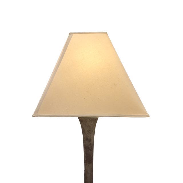 A monumental and elegant Mid-Century Modern bronze verdigris floor lamp by Gump's San Francisco designed by Stewart Ross...