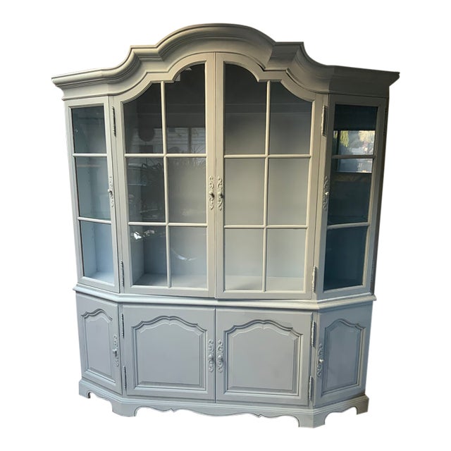 Vintage French Style Painted Display Cabinet For Sale