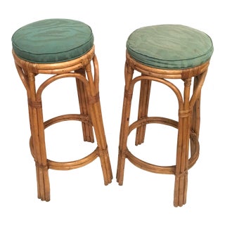 Vintage Rattan Stools or Plant Stands - a Pair For Sale