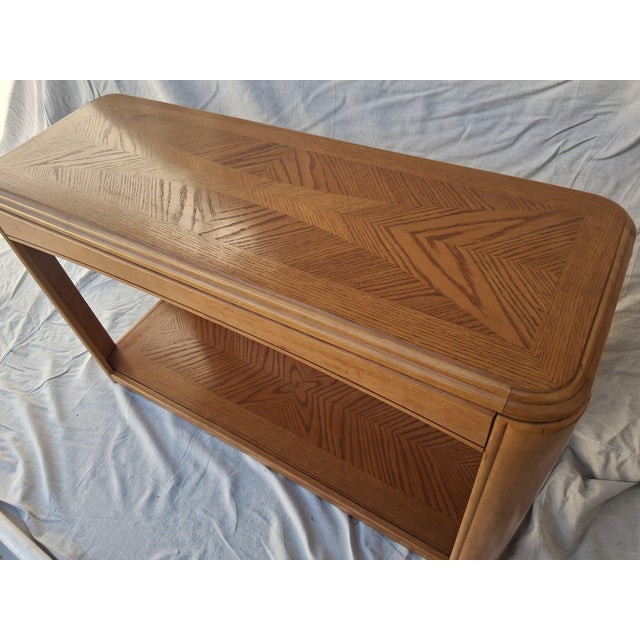 Postmodern 2-Tiered Oak Console / SofaTable For Sale - Image 4 of 12