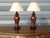Pair of Vintage Limoges Porcelain Bedside Lamps. This retro lighting set features fine porcelain bases with an elegant...