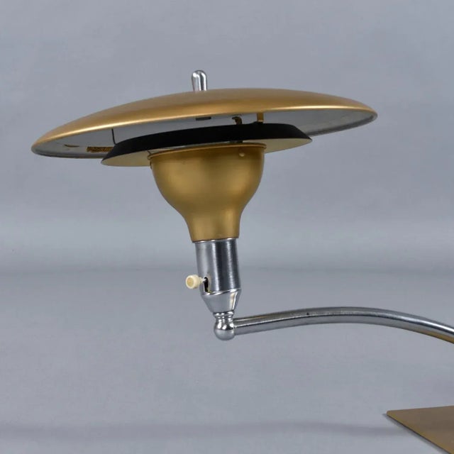 M.G. Wheeler m.g. Wheeler Sight Light Saucer Atomic Age Articulating Table Lamp For Sale - Image 4 of 9