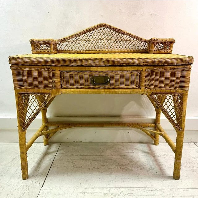 Vintage Wicker and Rattan Desk For Sale - Image 13 of 13