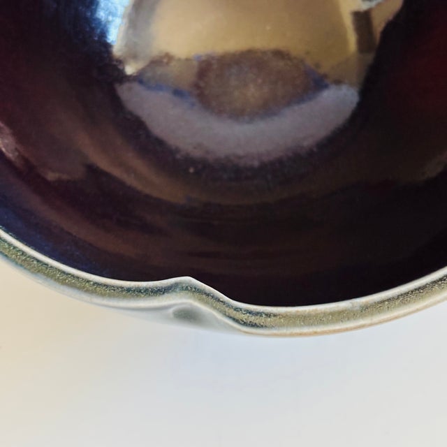 Green and Purple Vintage Studio Pottery Bowl For Sale In San Francisco - Image 6 of 11