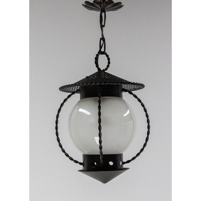 Metal French Pendant in Iron and Glass by Mathieu Matégot, 1960 For Sale - Image 7 of 12